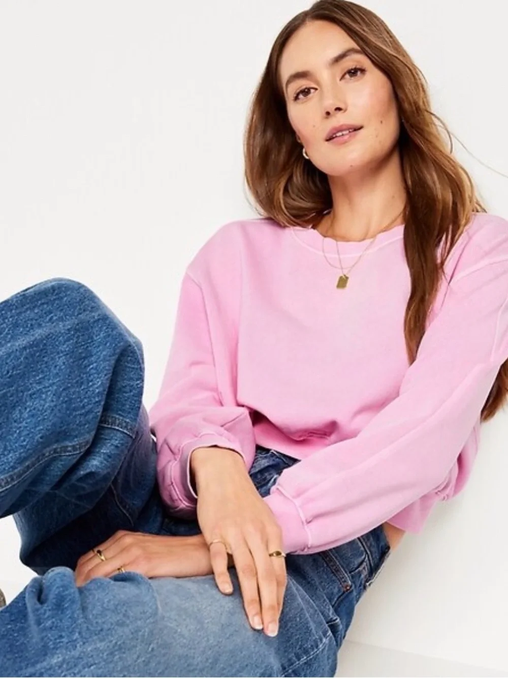 Old Navy bubble gum pink cropped crewneck tee L